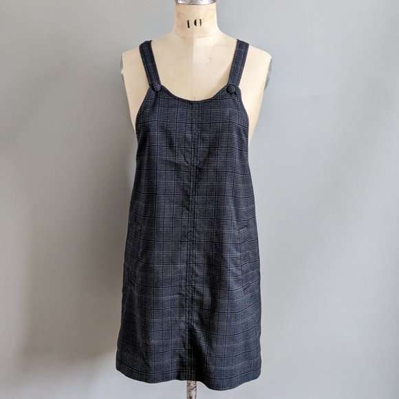 Frank and Oak Plaid Pinafore Navy Houndstooth Check Pattern Size XS NWOT - Picture 3 of 7